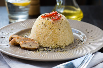 Delicious homemade vegetarian couscous made with bell pepper, to