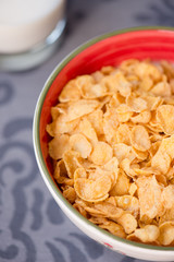 breakfast golden cornflakes cereal in the bowl