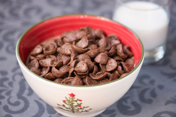 tasty chocolate cornflakes in thel bowl
