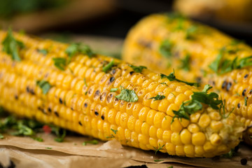 Grilled Corn on the cob with Chili, Cilantro, and Lime