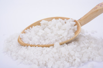 Salt in a wooden spoon