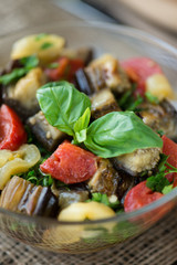 Baked eggplant with tomatoes, garlic and paprika