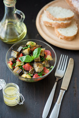 Baked eggplant with tomatoes, garlic and paprika