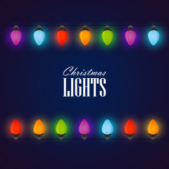Vector colorful background with glowing Christmas Lights.