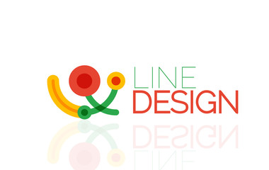 Vector swirl and circles outline minimal abstract geometric logo