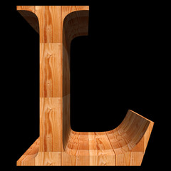 Conceptual 3D abstract wood or wooden brown font isolated