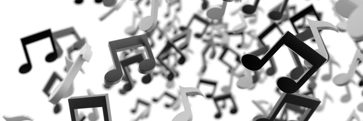 Fototapeta premium Musical notes background, 3d illustration