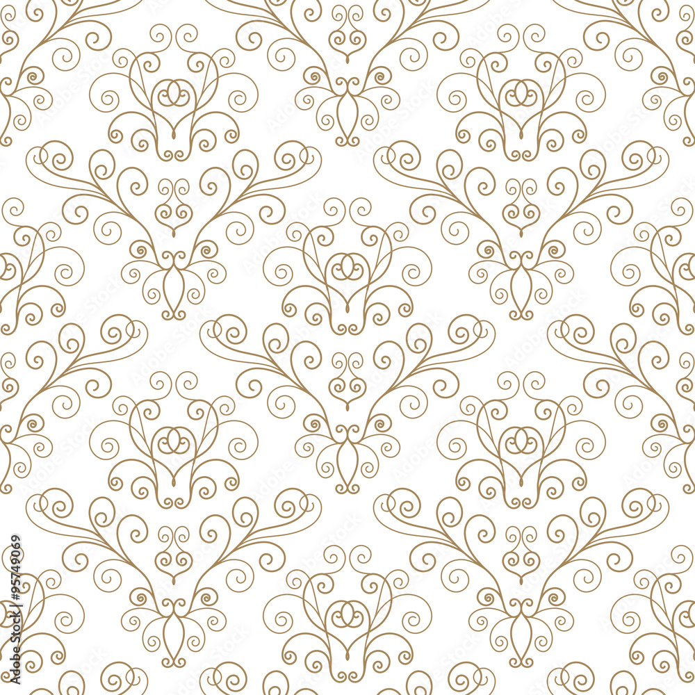 Wall mural curly seamless pattern