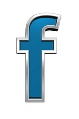 Obraz premium One lower case letter from blue glass with chrome frame alphabet set, isolated on white. Computer generated 3D photo rendering.