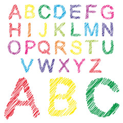 Conceptual sketch colorful child font collection