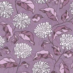 Poster Seamless floral pattern with chrysanthemums. Vector . © photo-nuke