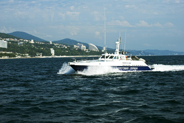 Coast Guard boat patrols the coast of Sochi
