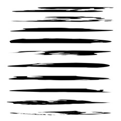 Collection or set of black paint hand made creative brush strokes