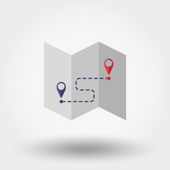 Map. Map marks. Icon.