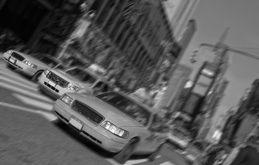 new york city times square, taxi motion blur