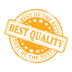 Damaged round yellow stamp with the word - the best quality, the best of the best - vector svg
