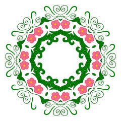 Floral frame. Circle ornament. Vector illustration