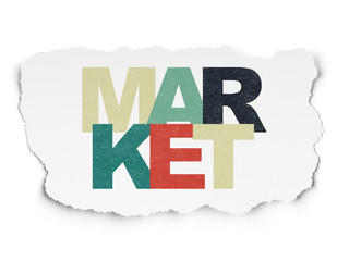 Advertising concept: Market on Torn Paper background