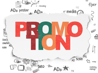 Advertising concept: Promotion on Torn Paper background