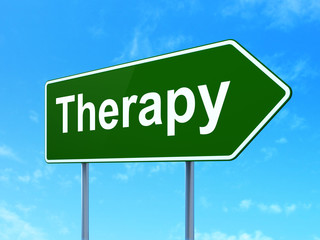Medicine concept: Therapy on road sign background