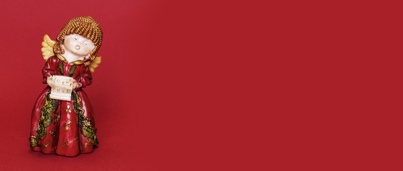 Christmas card with little angel singing letterbox