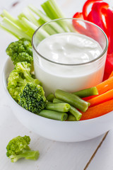Vegetable sticks and yogurt dip