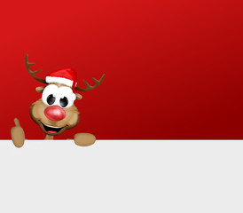 Fototapeta na wymiar Reindeer Christmas thumbs up