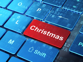 Entertainment, concept: Christmas on computer keyboard background