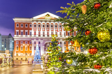 Christmas tree and architecture of Moscow