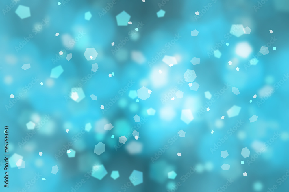 Poster abstract blurred cyan blue color hexagon shape bokeh light background. beautiful abstract new year a