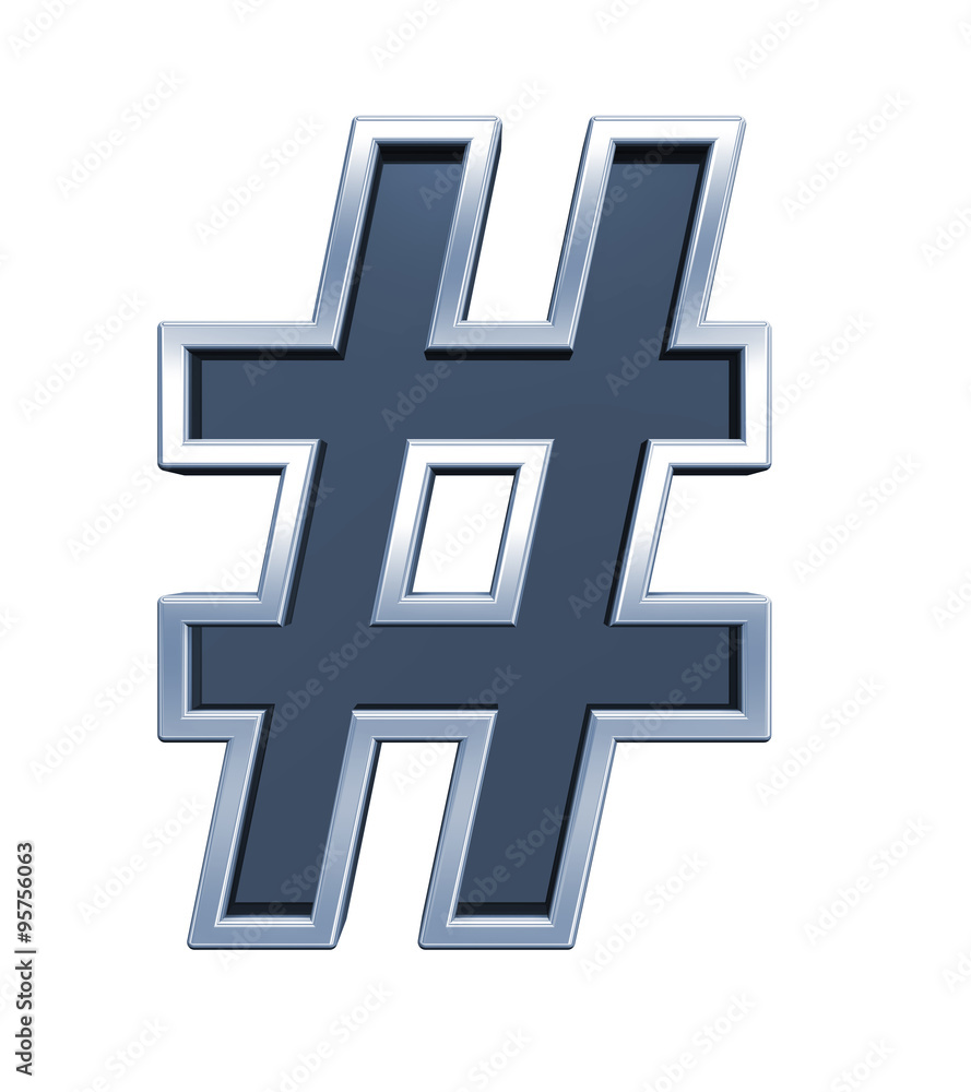 Fototapete number mark sign from grey glass with chrome frame alphabet set, isolated on white. computer generat