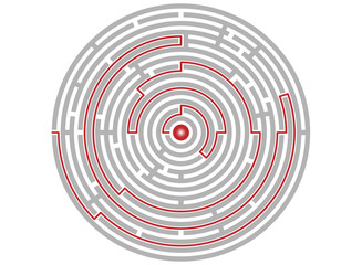 Circular labyrinth abstract, logic puzzle, path to the goal