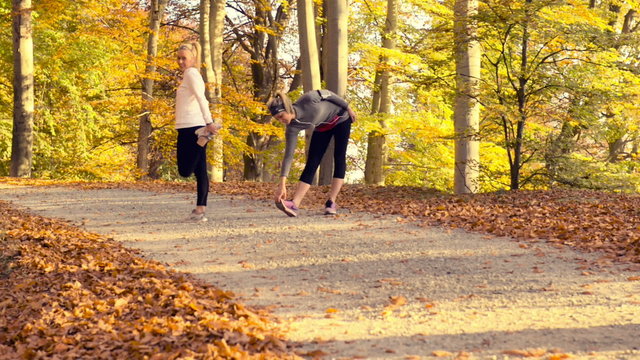 Running at park with autumn colours