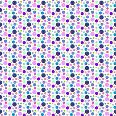 Purple dotted and circular seamless pattern.  Different sizes of circles.