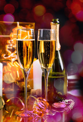 Celebratory Glasses of Sparkling Champagne
