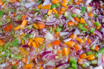 Chopped vegetables background.