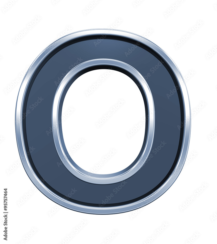 Fototapete one letter from grey glass with chrome frame alphabet set, isolated on white. computer generated 3d 