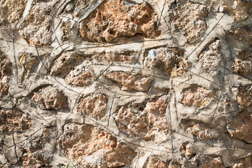 Fragment of stone texture wall or fence for natural background.
