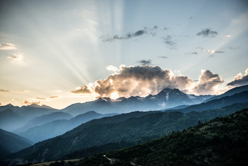 View on Caucasus mountains in Svanetia region, Georgia