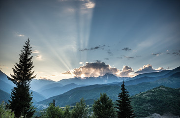 View on Caucasus mountains in Svanetia region, Georgia