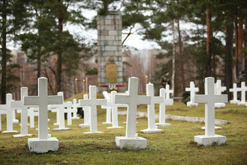 White crosses at the Latvian war cemetery
