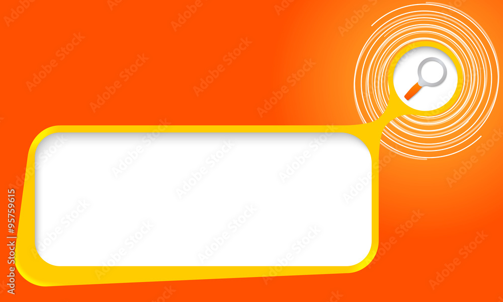 Poster vector text box for your text with spirals and magnifier