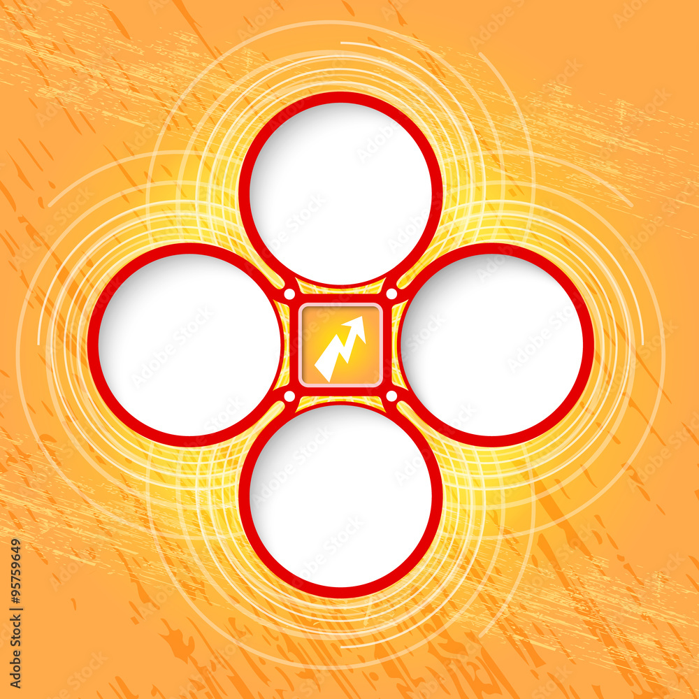 Poster four colored circular frames for your text and flash