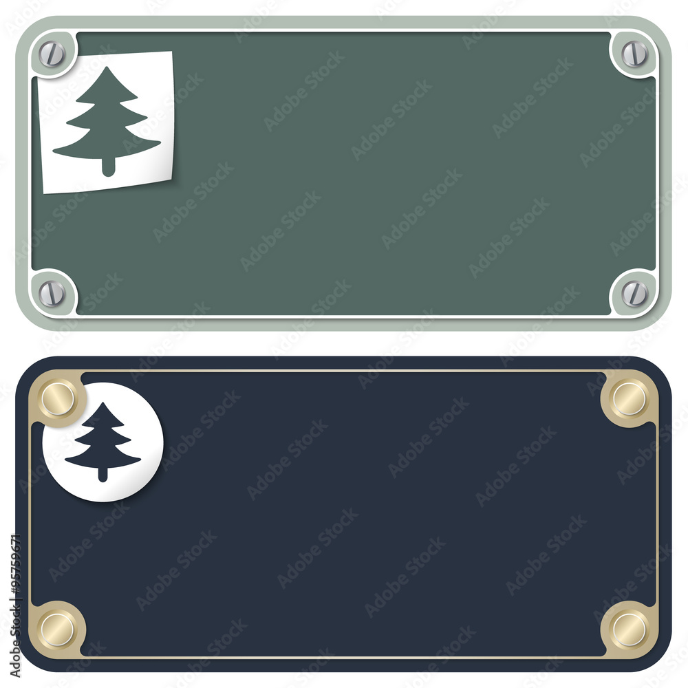 Poster Vector frames for your text with screws and tree symbol