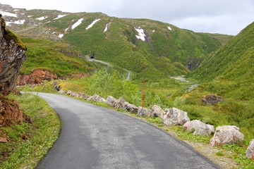 Norway landscape - mountain road in Nordland