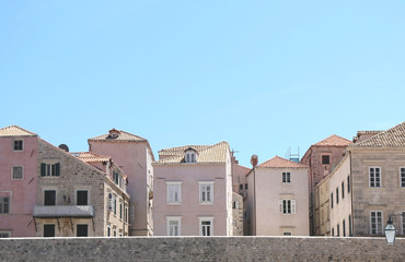 Picturesque stone houses in Old Town, Dubrovnik, Croatia. Dubrovnik is famous touristic location and UNESCO World Heritage Site. 