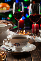 High tea set with dessert