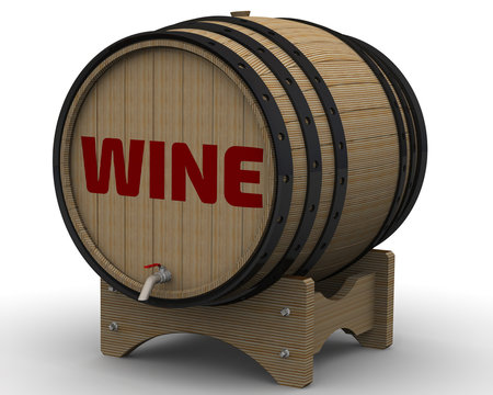 Wine. The inscription on the wooden barrel