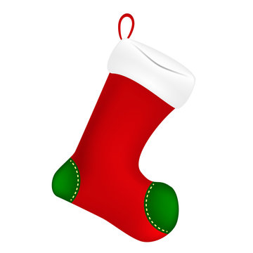 Christmas sock icon, symbol, design. Winter vector illustration isolated on white background.