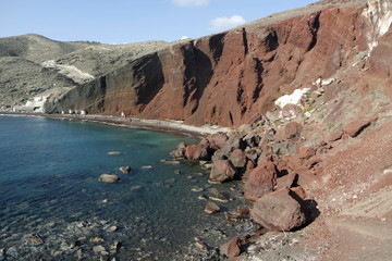red beach on santorini island in greece